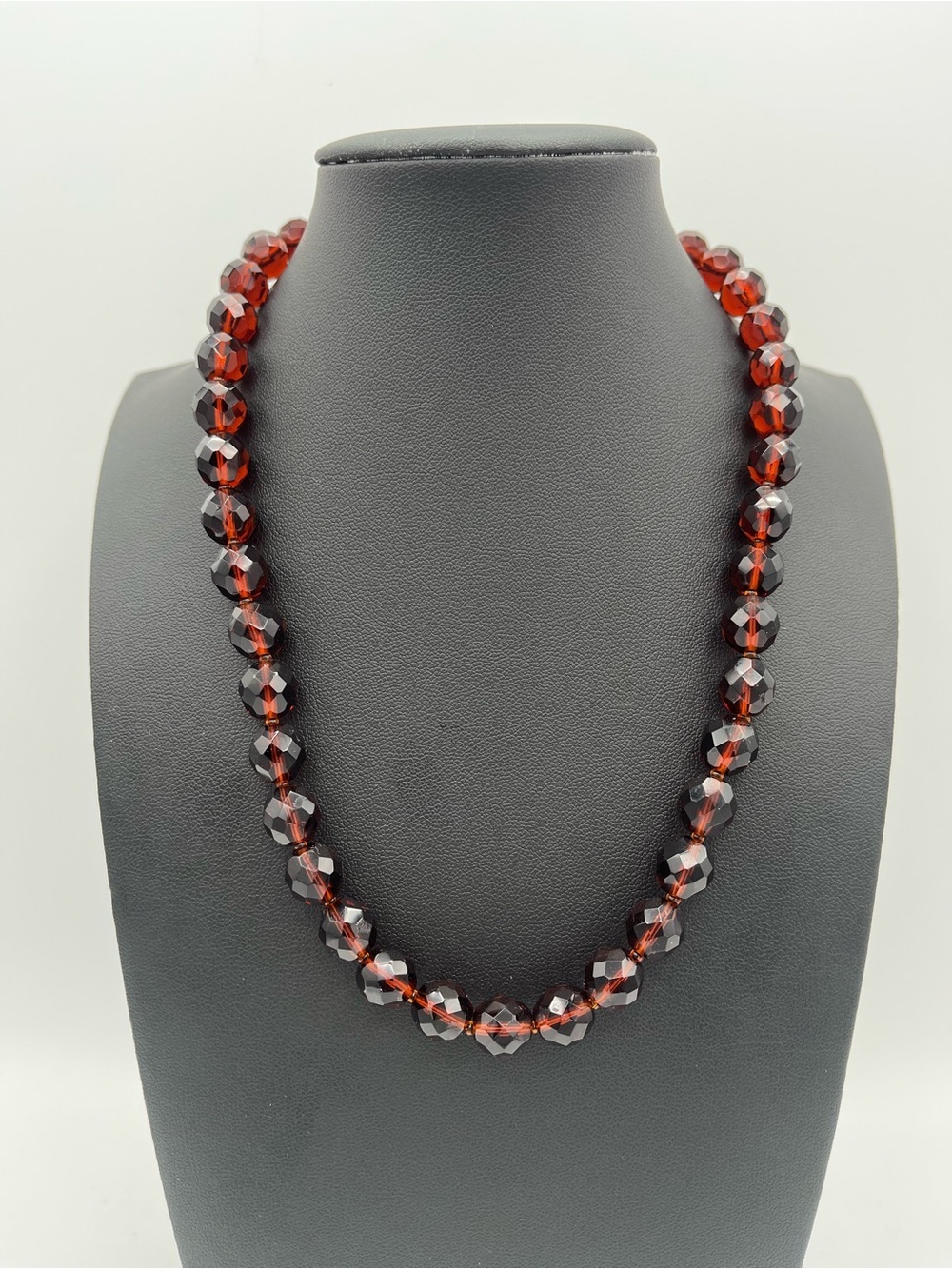 Vintage Signed Miriam Haskell Red Glass Bead Necklace - Pristine Condition